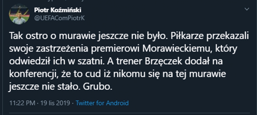 Piłkarze i trener Brzęczek OSTRO o stanie murawy!